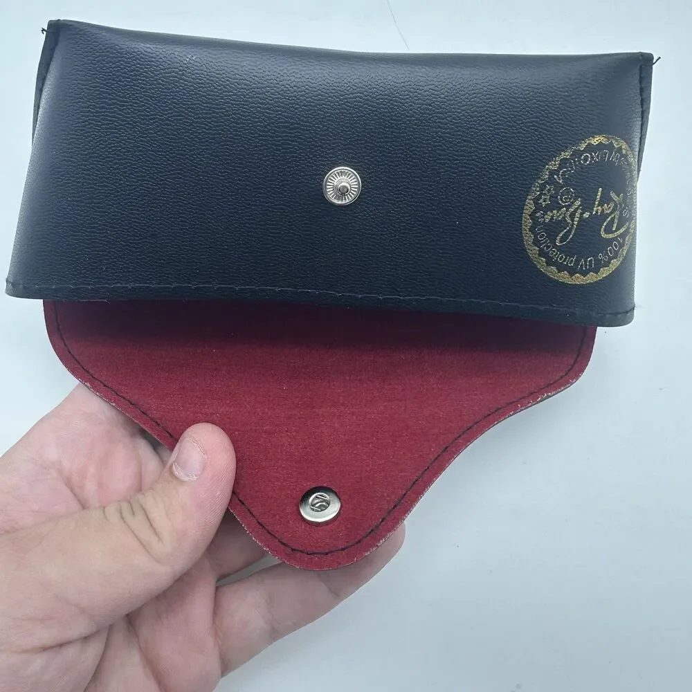 Genuine Ray Ban Sunglasses Case Only Empty Black Faux Leather Snap Replacement